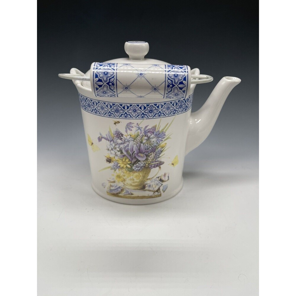 Hallmark Marjolein Bastin Nature's Sketchbook Watering Can Ceramic Teapot Signed - Picture 3 of 16